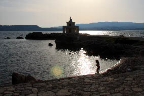 The beautiful lighthouse of Saint Theodore during the sunset