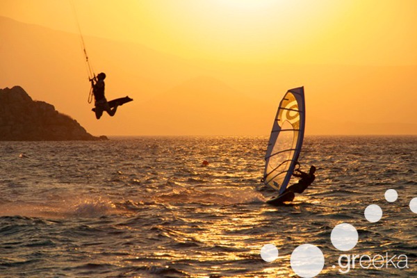 Greek island activities: windsurfing and kitesurfing