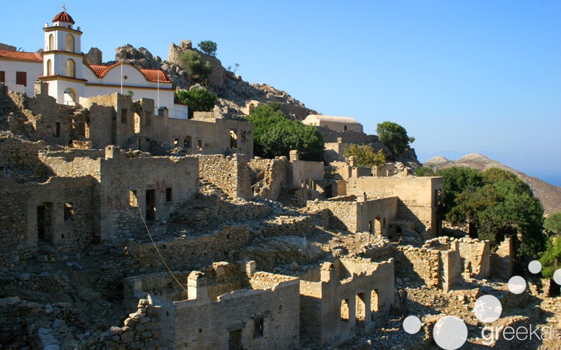 Mikro Chorio ghost village in Tilos