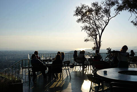 Coffee with view from Lycabettus Hill