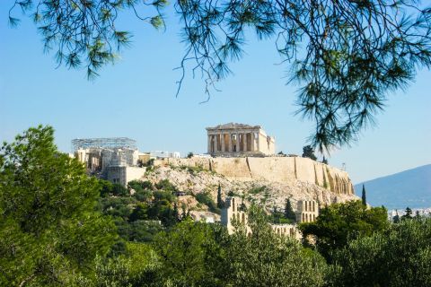 View of the Acropolis and the Parthenon.
