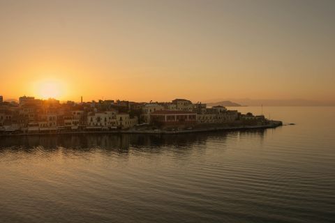 As the sun sets over Chania.