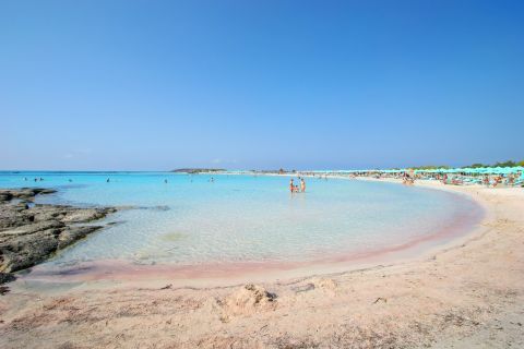 Shallow, crystal clear waters and soft sand. Elafonisi beach, Chania.
