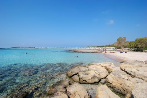 Clear waters and soft sand. Elafonisi beach, Chania.