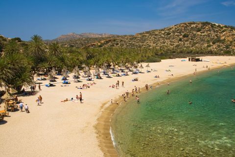 Beaches with turquoise waters and soft sand. Lassithi, Crete.