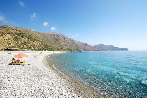 Relaxing moments on Gialiskari beach. Chania, Crete.