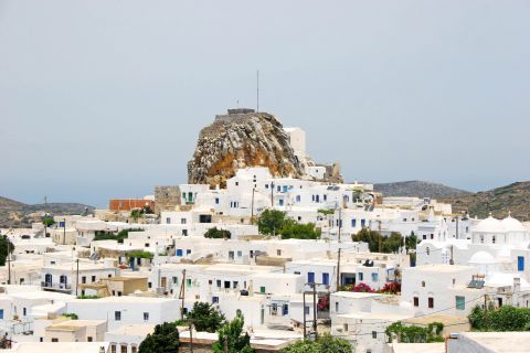 Beautiful view of Chora and its Castle that stands on an imposing rock.