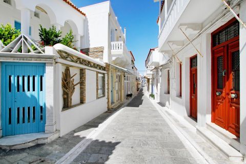 A picturesque alley with elegant mansions. Chora, Andros.