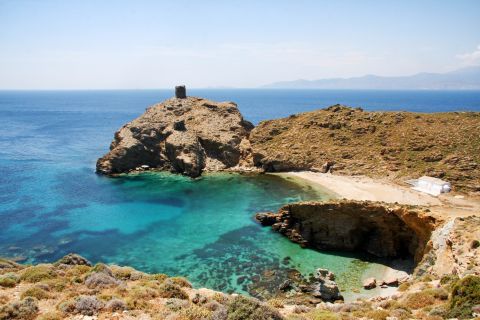 View of Pyrgos beach, Andros.