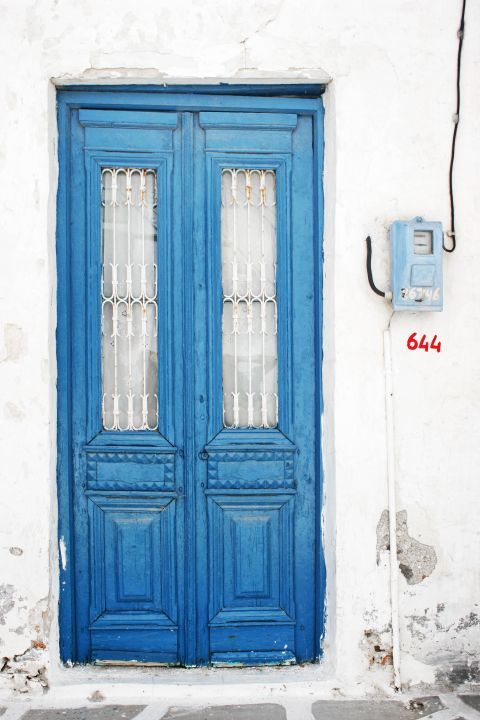 A blue-colored door.