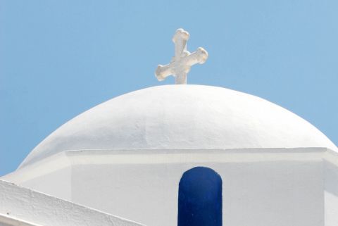 The white dome of Agios Nikolaos church in Chora