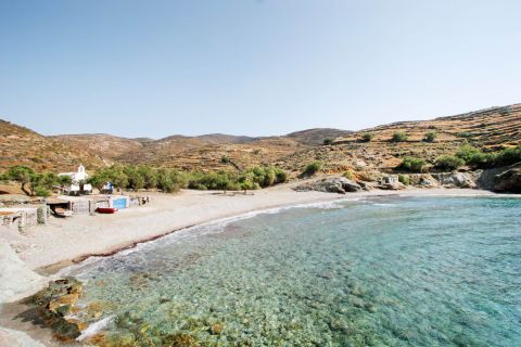 Vast plains and turquoise waters on Agios Georgios beach.