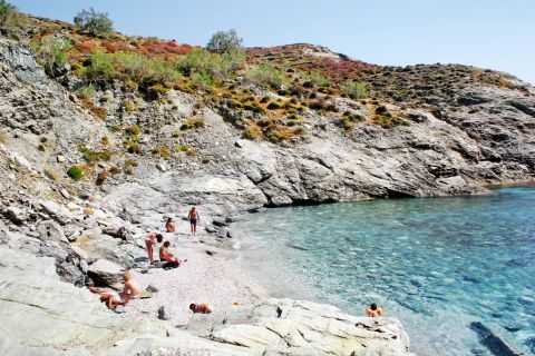 Ampeli is a relatively small beach with clear waters and steep cliffs.