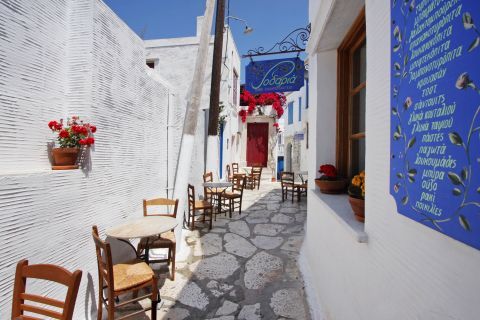 Places to eat and drink in Pyrgos village. Tinos, Cyclades.
