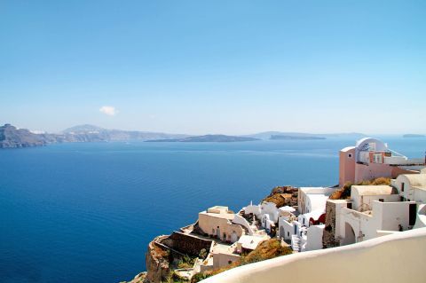 Picturesque view from Oia, Santorini.