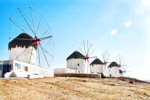 Traditional windmills. Mykonos, Cyclades.