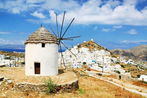 A traditional windmill on the outskirts of Chora, Ios.