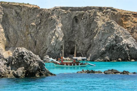 Exploring the hidden gems of Milos in a pirate ship.