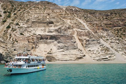 Gerakas beach is located on the southern side of Milos and can be reached only by boat.