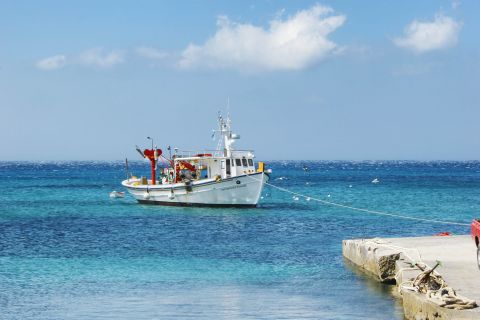 A small, fishing boat. Kipos beach, Milos.