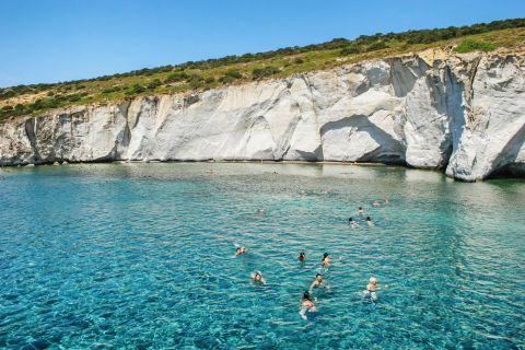 The crystal clear waters of Milos.