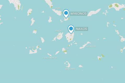 Naxos Mykonos on map