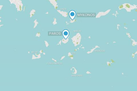 Paros Mykonos on map