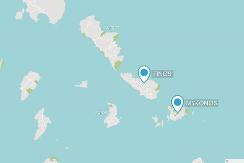 Tinos Mykonos on map