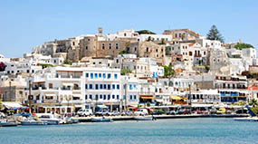 Chora, the town of Naxos and its imposing Venetian castle
