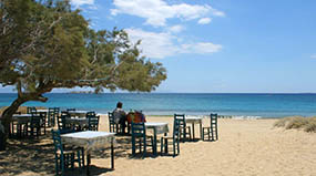 The famous seaside Paradiso restaurant in Agia Anna