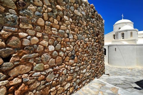 A whitewashed church, part of the Castle of Naxos.