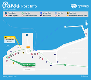 Map of Parikia port
