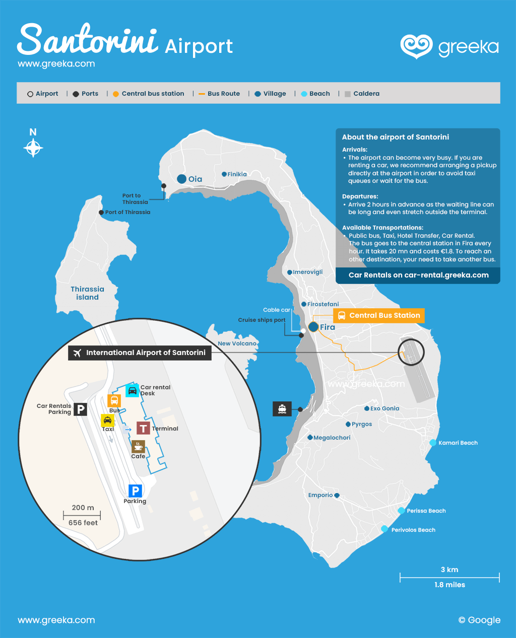 Map of Santorini Airport