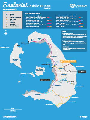 Map of Santorini bus routes