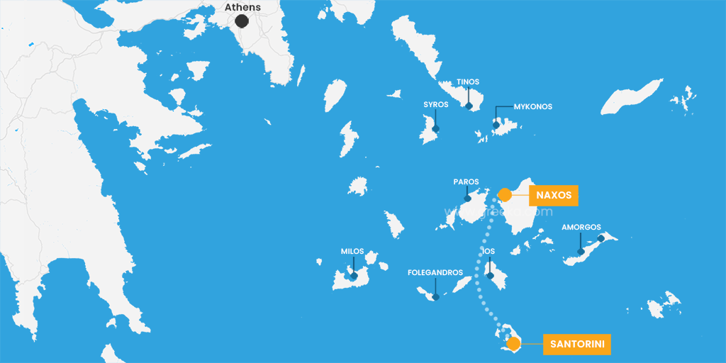 Athens Santorini Ferry Map