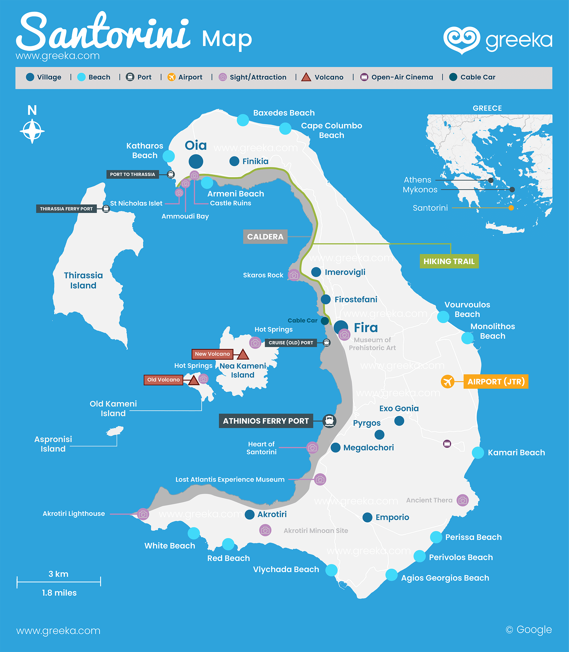 map of santorini tourist attractions