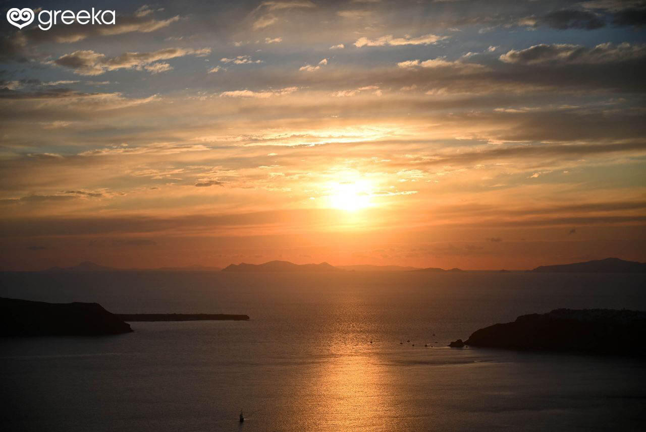 The sunset from the village of Oia
