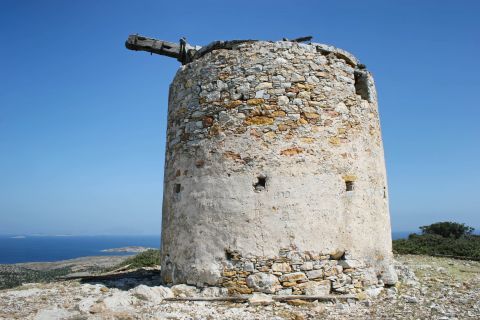An old, ruined windmill.
