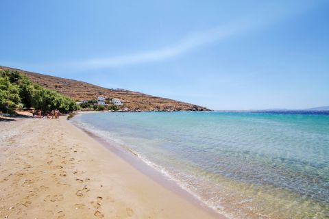 Soft sand and clear waters. Agios Romanos beach, Tinos.