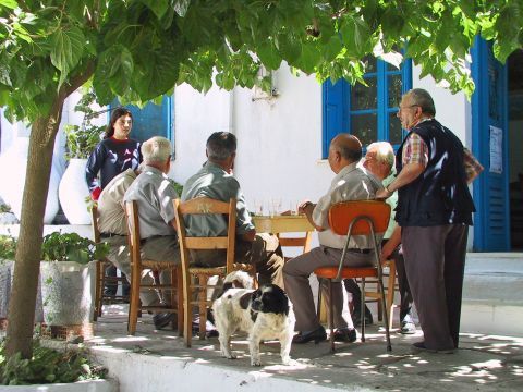 A traditional kafenio in Dio Choria village, Tinos.