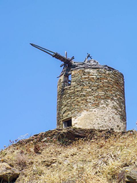 A ruined windmill.