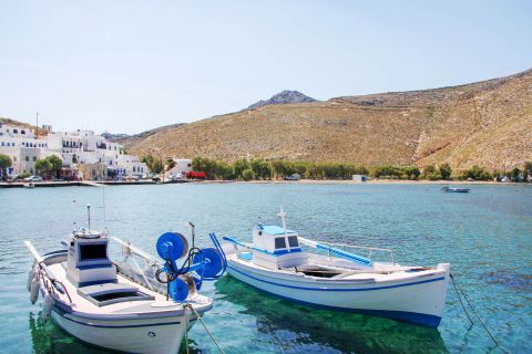Small, fishing boats on Panormos bay.