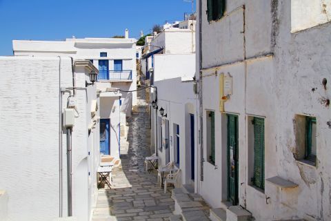 Narrow paths and picturesque houses. Isternia village, Tinos.