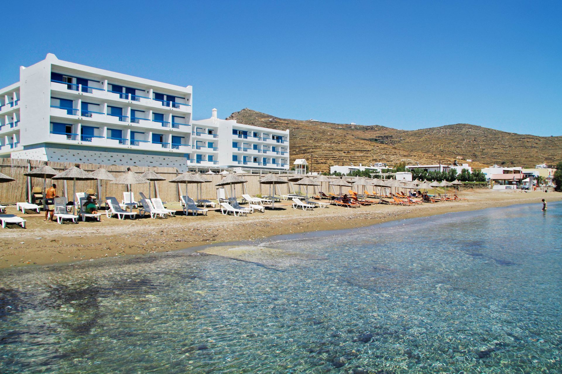 The seaside Tinos Beach Hotel in Kionia