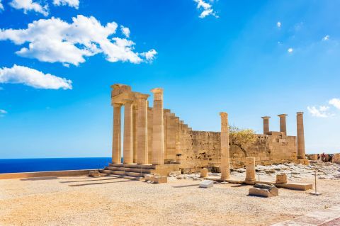 The Temple of Athena in Lindos, Rhodes. An impressive Ancient site