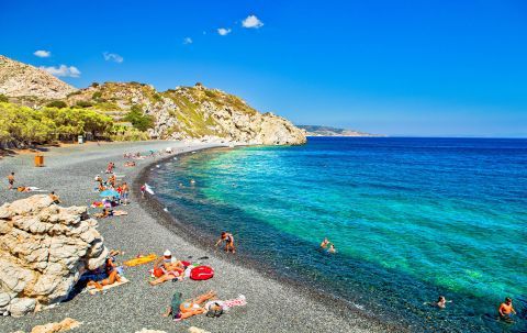 Mavra Volia beach. Chios, Eastern Aegean.
