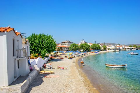 Beach in Ireon village. Samos, Eastern Aegean.