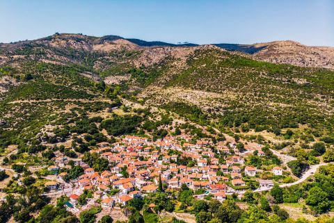 Panoramic view of Maries village, Thassos.