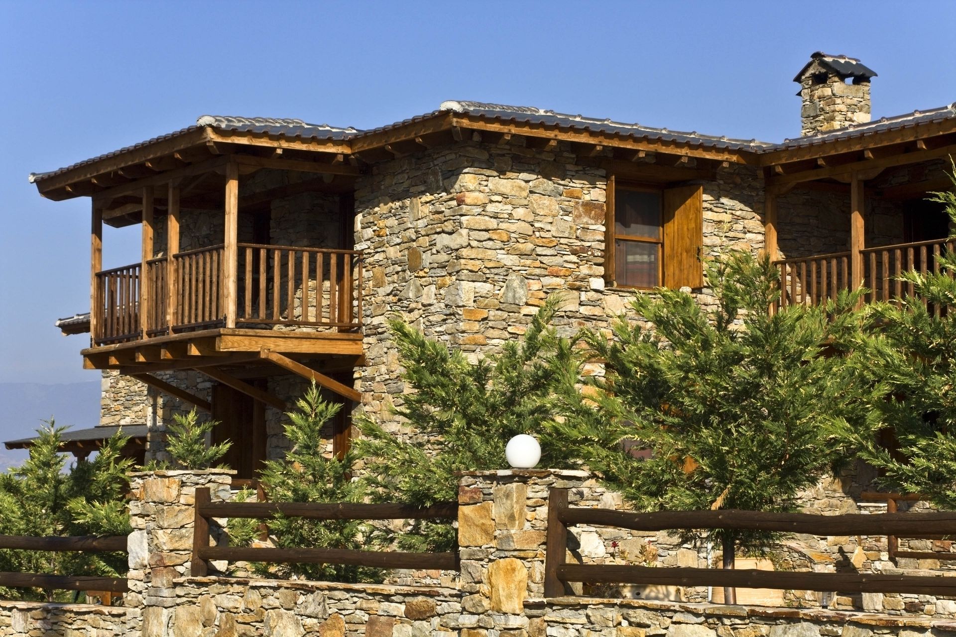 Traditional stone-houses in Arachova, Greece