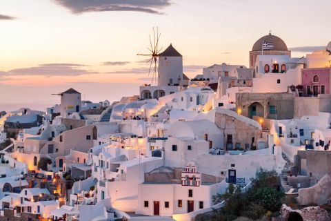 The picturesque houses of Oia, Santorini.
